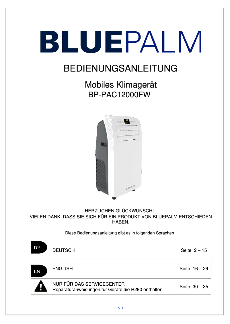 Imagen de la primera página del manual del dispositivo BPPAC12000FW