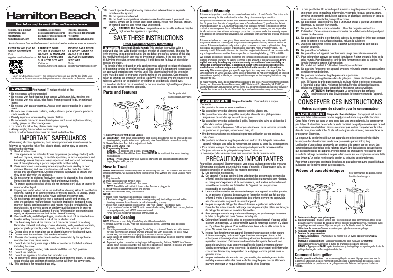 Página 1 del manual Manual de usuario Hamilton Beach 24633