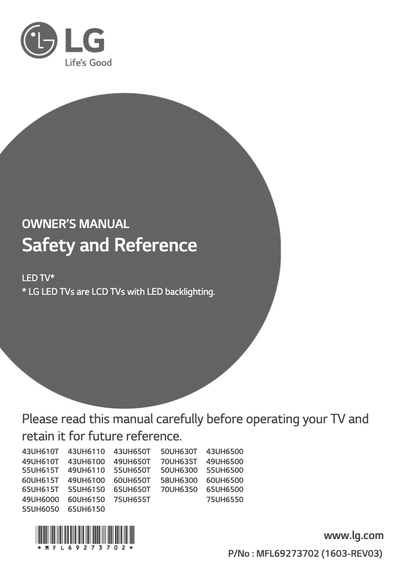 Imagen de la primera página del manual del dispositivo 50UH6300