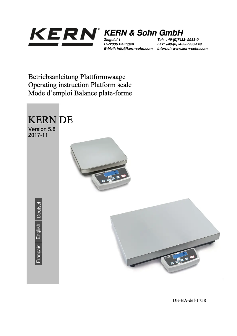 Imagen de la primera página del manual del dispositivo DE 35K5D