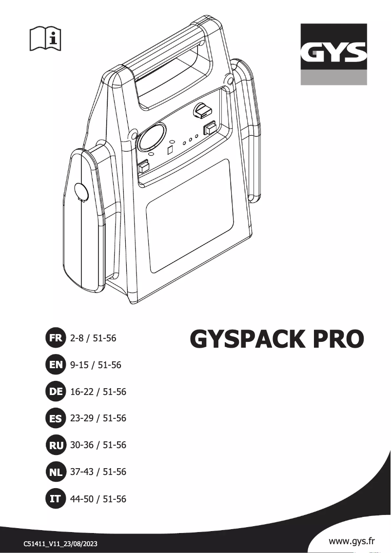 Imagen de la primera página del manual del dispositivo Gyspack PRO