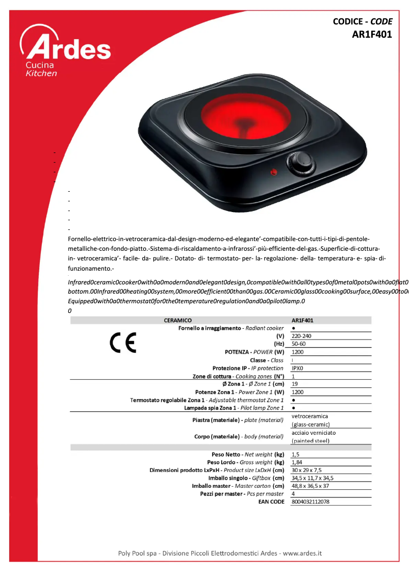 Página nº 1 - Ficha técnica Ardes AR1F401