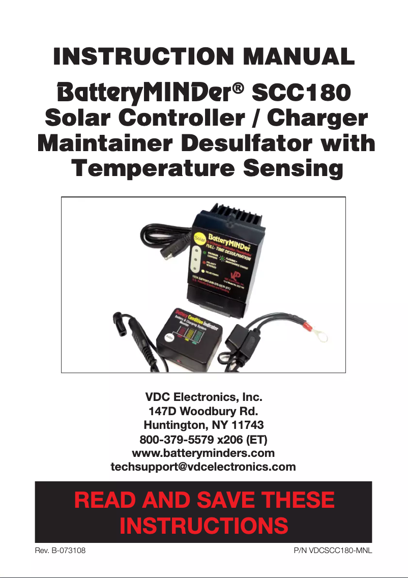 Imagen de la primera página del manual del dispositivo SCC180