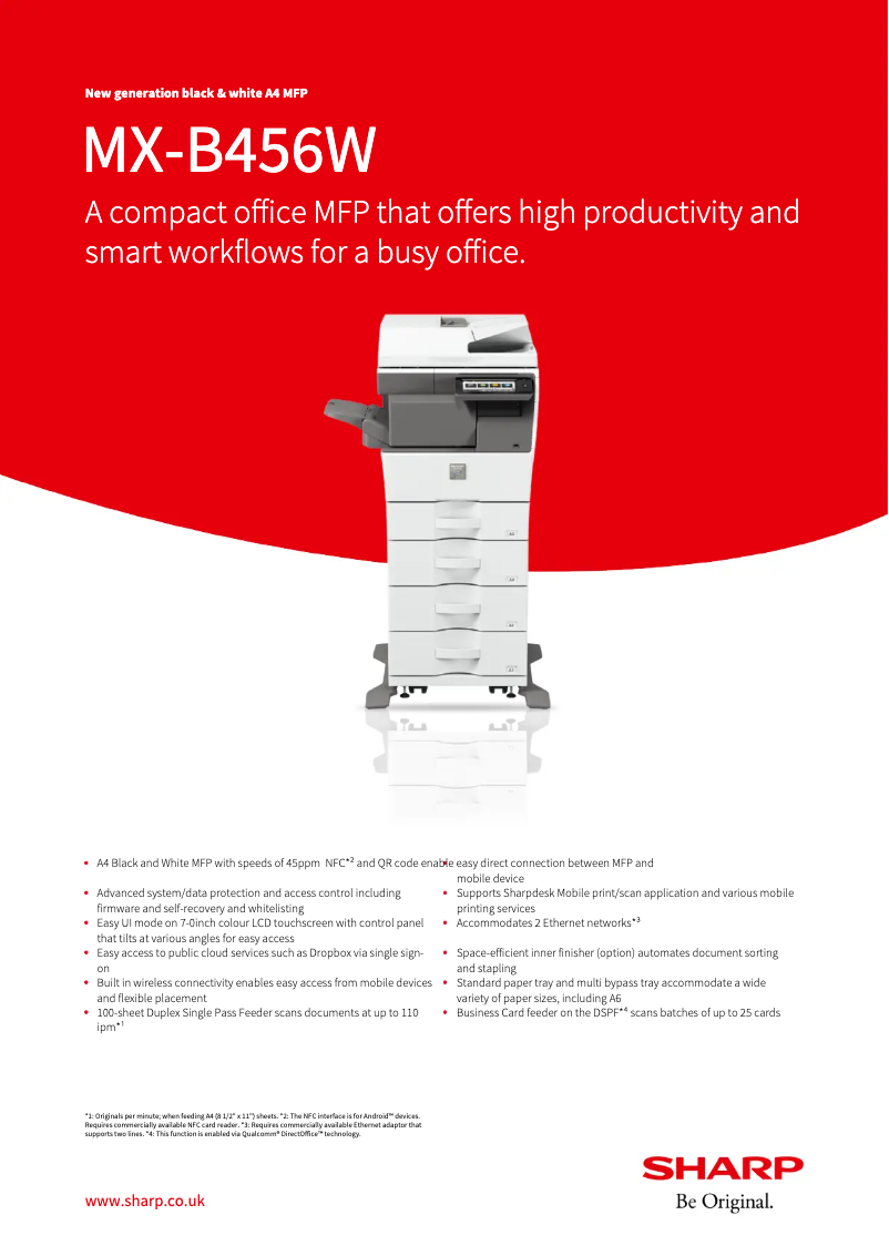 Imagen de la primera página del manual del dispositivo MX-B456W