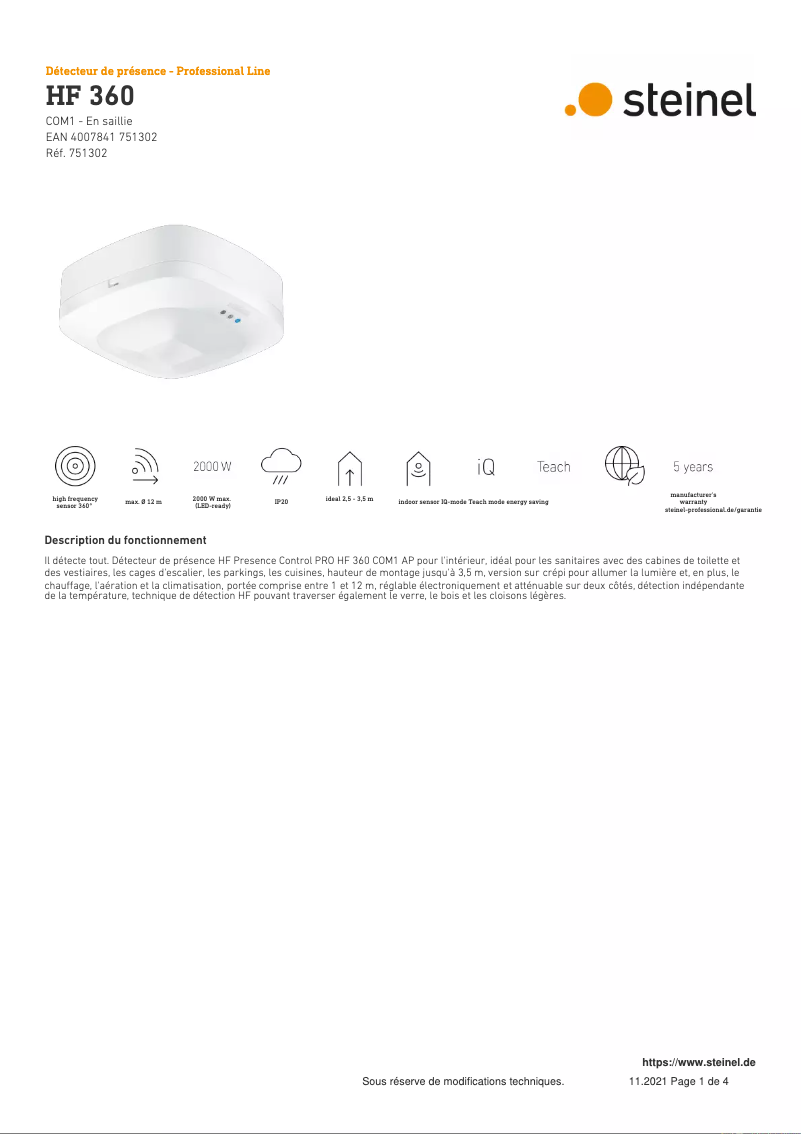 Imagen de la primera página del manual del dispositivo HF 360