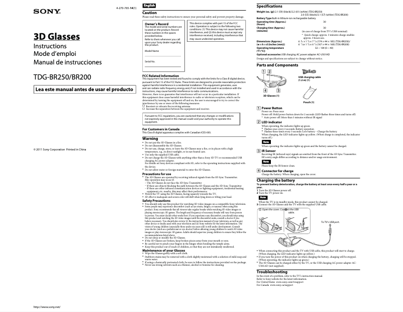 Imagen de la primera página del manual del dispositivo TDG-BR200B