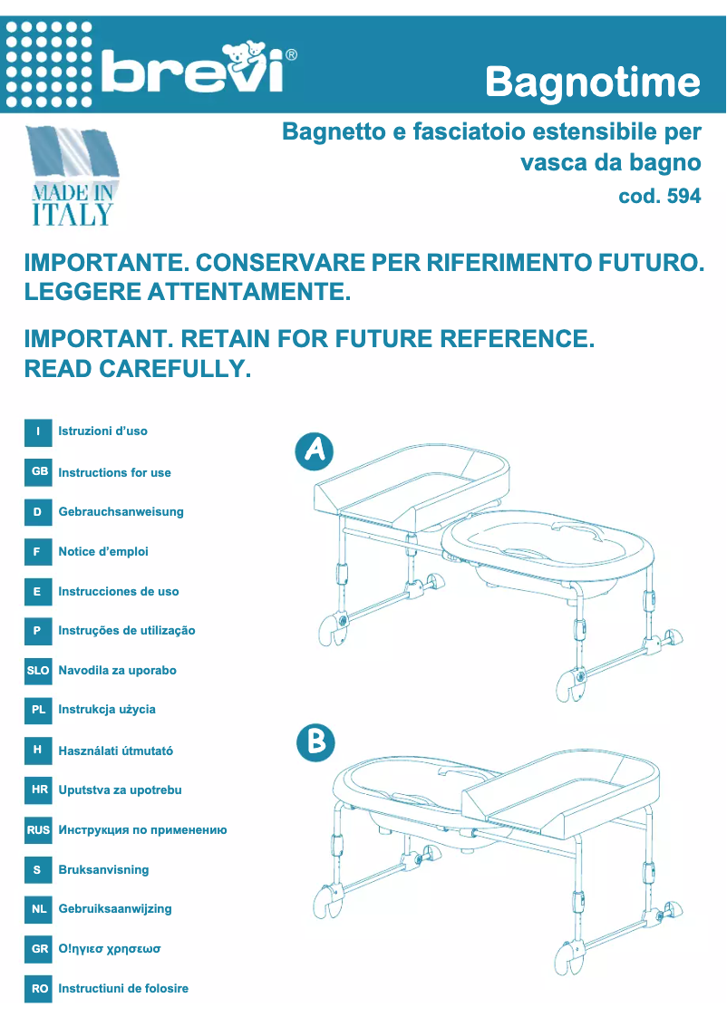 Página 1 del manual Manual de usuario Brevi Reversible Bagnotime