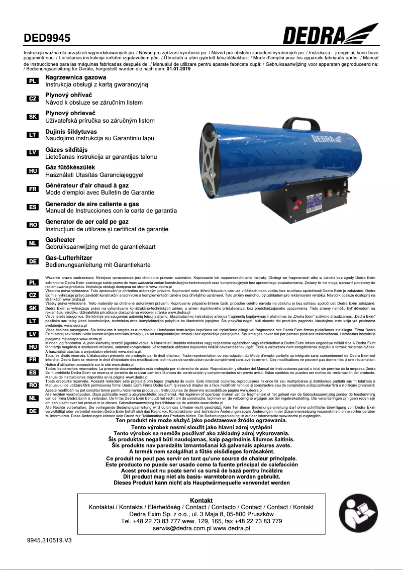 Página 1 del manual Manual de usuario DEDRA DED9945