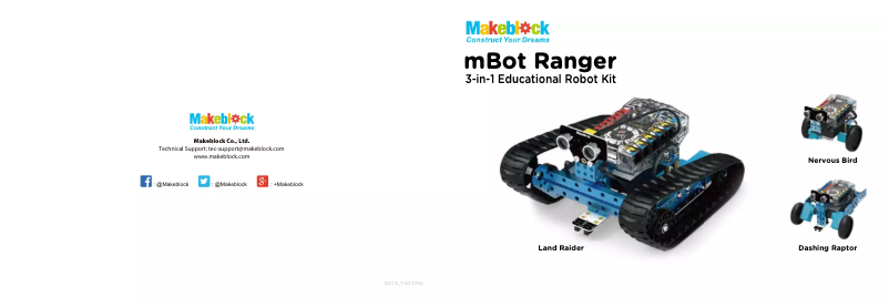 Imagen de la primera página del manual del dispositivo mBot Ranger