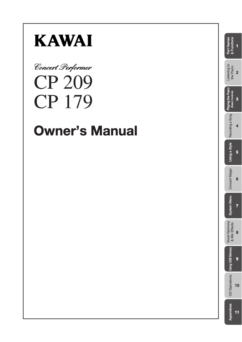 Imagen de la primera página del manual del dispositivo Concert Performer CP179