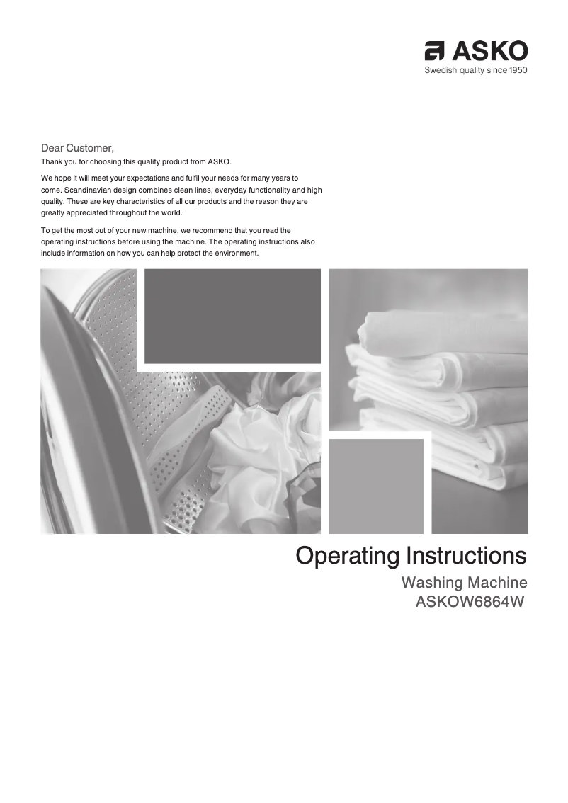 Página 1 del manual Manual de usuario Asko W6864W
