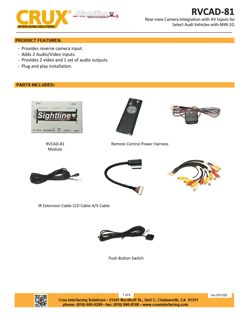 Página 1 del manual Manual de usuario CRUX RVCAD-81