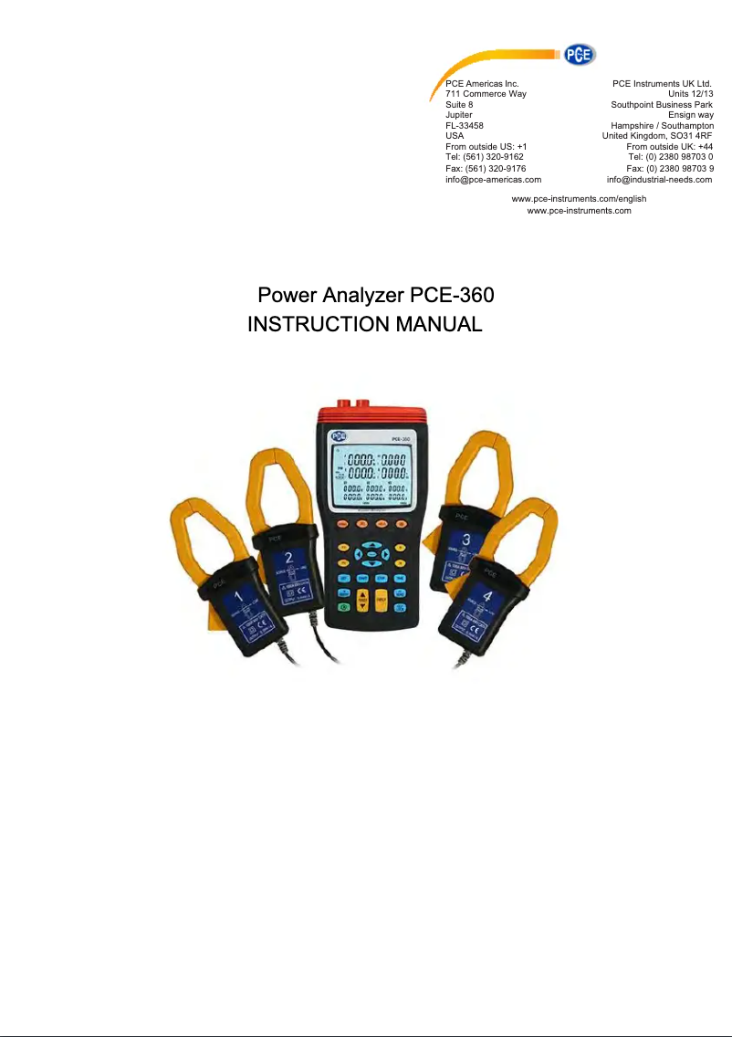Imagen de la primera página del manual del dispositivo PCE-360