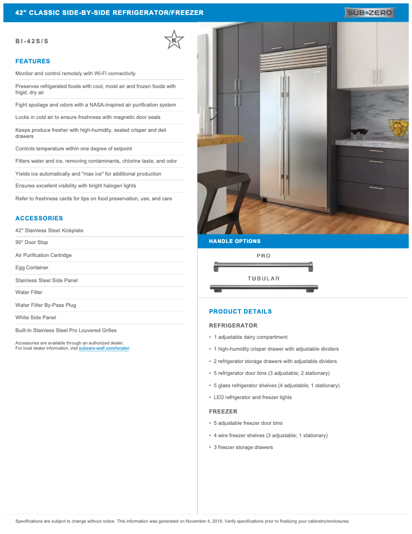 Página 1 del manual Manual de usuario Sub-Zero BI-42S/S/PH