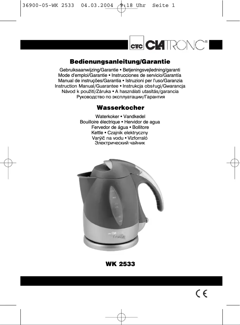 Página 1 del manual Manual de usuario Clatronic WK 2533