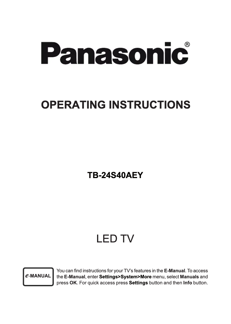 Página 1 del manual Manual de usuario Panasonic TB-24S40AEY