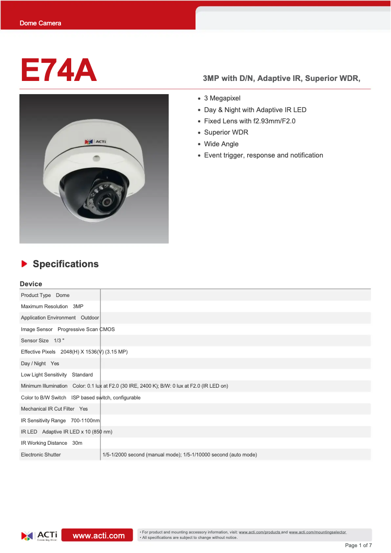 Imagen de la primera página del manual del dispositivo E74A