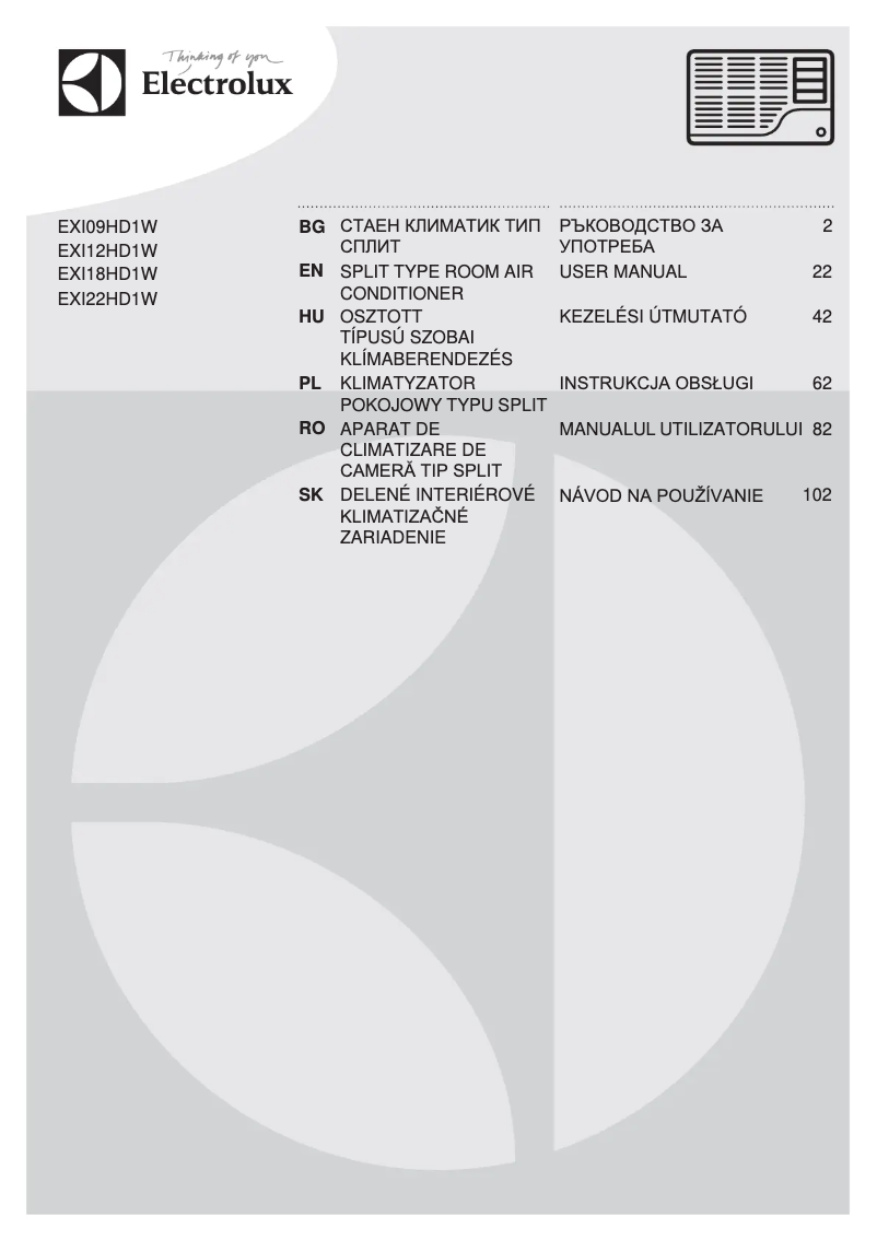 Imagen de la primera página del manual del dispositivo EXI09HD1WE