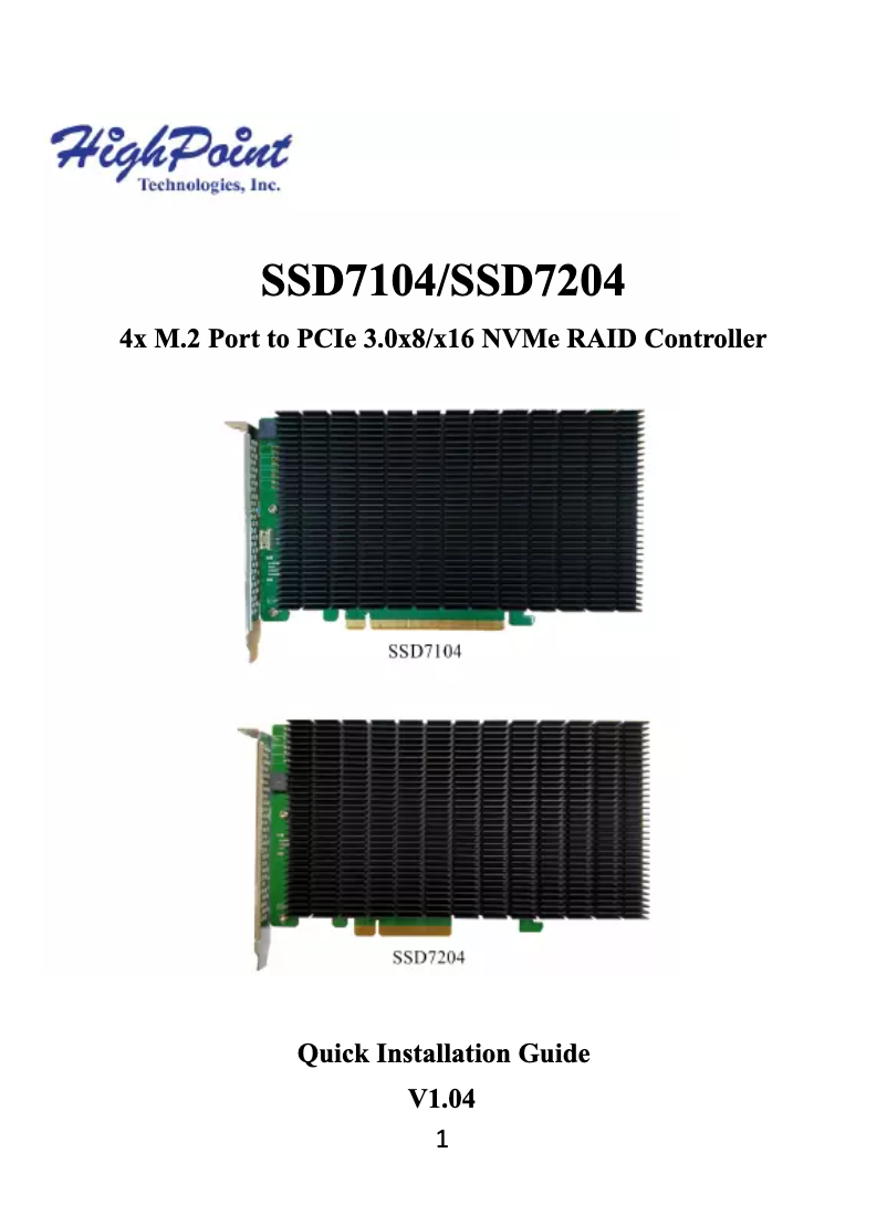 Imagen de la primera página del manual del dispositivo SSD7204