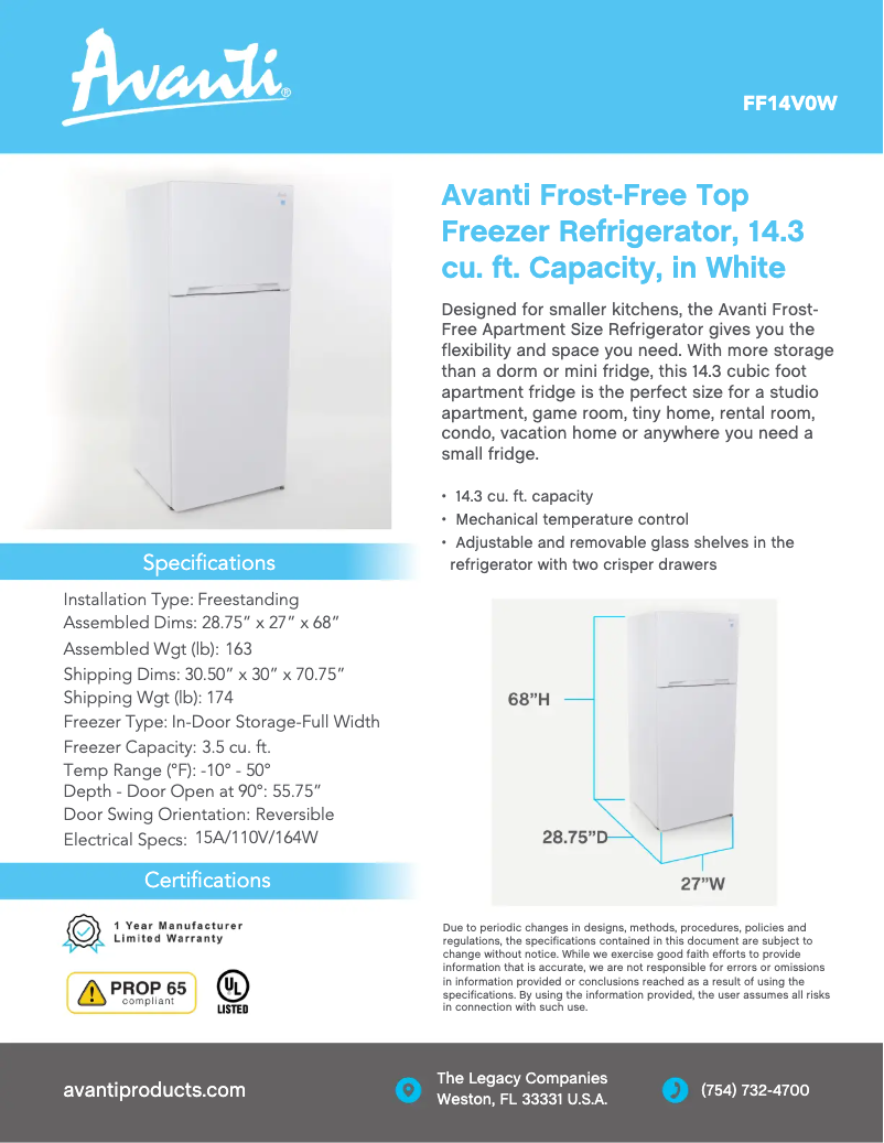Imagen de la primera página del manual del dispositivo FF14V0W