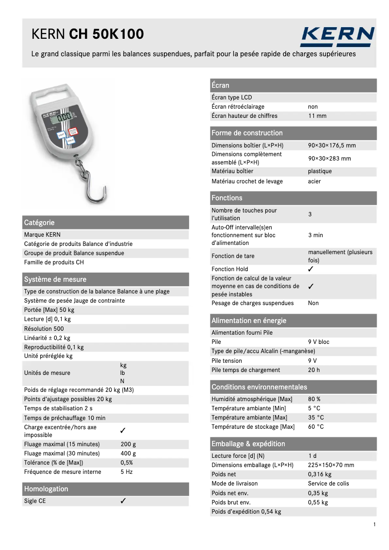 Imagen de la primera página del manual del dispositivo CH 50K100