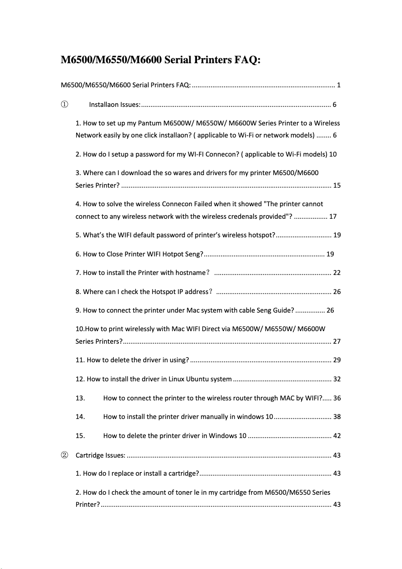 Página 1 del manual Preguntas frecuentes Pantum M6559NW