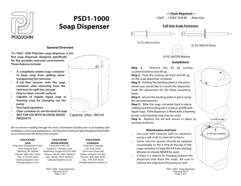 Imagen de la primera página del manual del dispositivo PSD1-1000