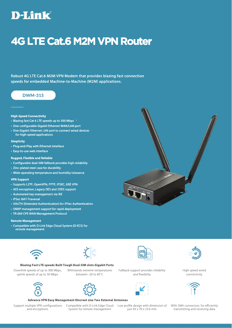 Página 1 del manual Ficha técnica D-Link DWM-315
