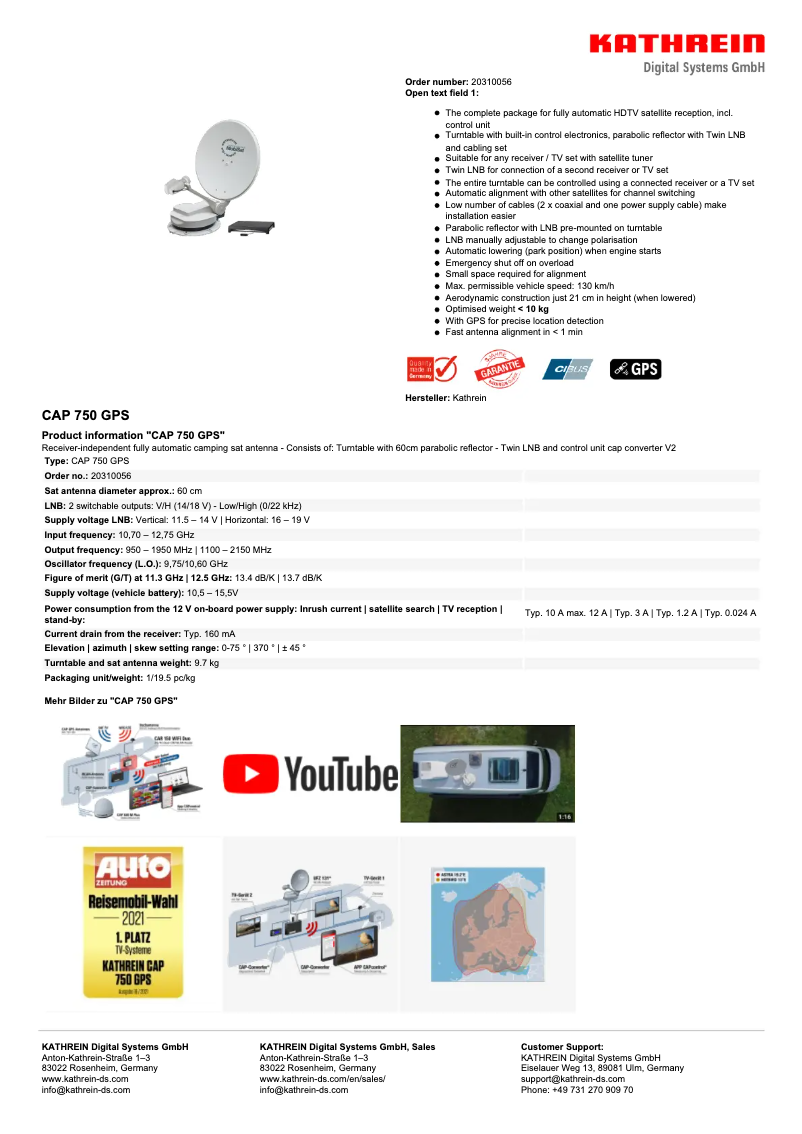 Imagen de la primera página del manual del dispositivo CAP 750 GPS