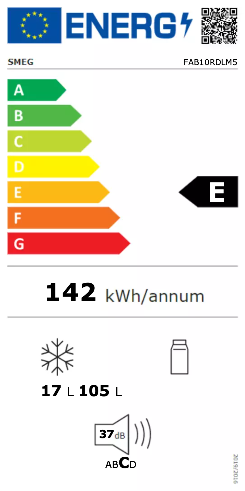 Página 1 del manual Etiqueta energética Smeg FAB10RDL