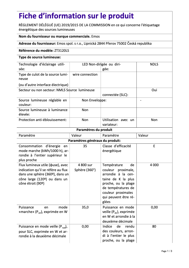 Página nº 1 - Manual de usuario Emos ZT3120
