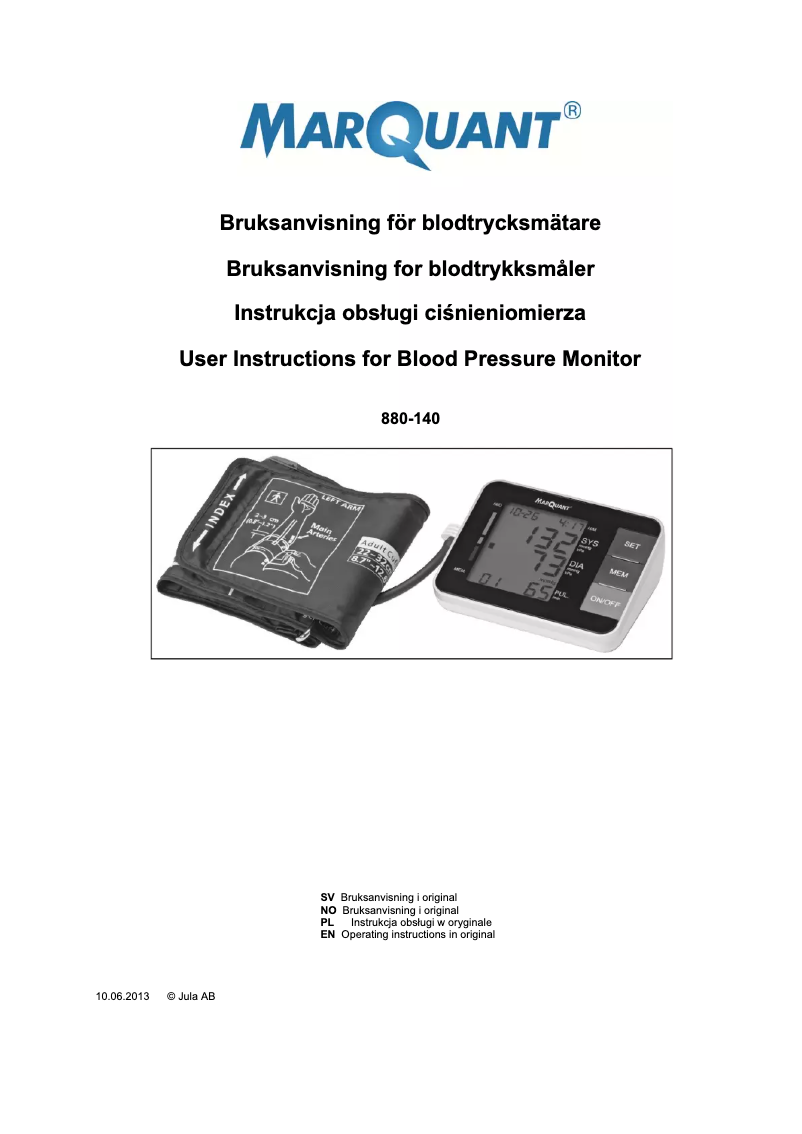 Imagen de la primera página del manual del dispositivo 880-140