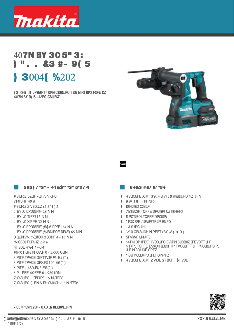 Página 1 del manual Ficha técnica Makita HR004GD202
