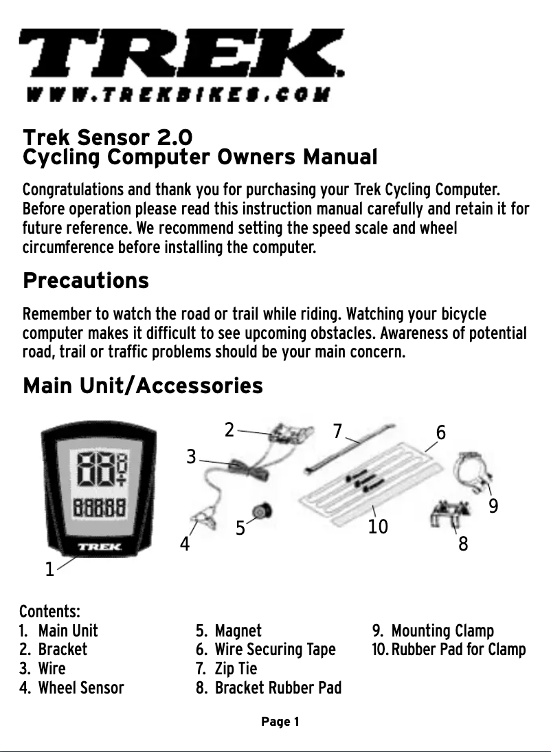 Imagen de la primera página del manual del dispositivo Sensor 2.0
