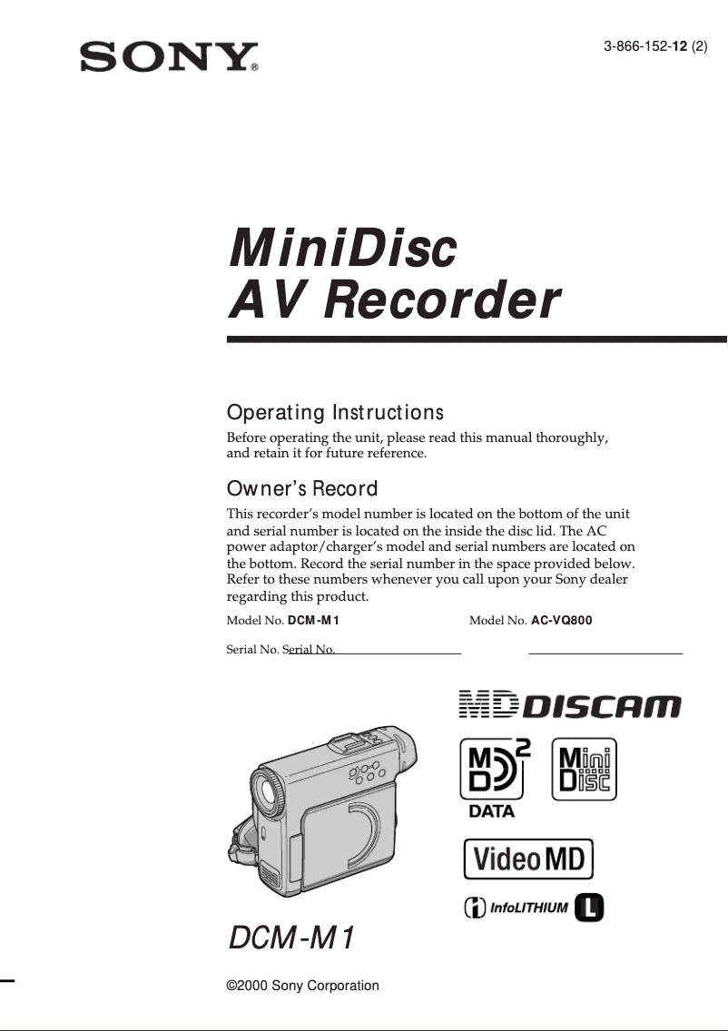 Imagen de la primera página del manual del dispositivo DCM-M1