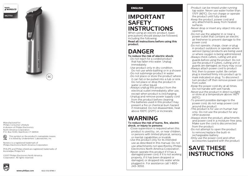 Página 1 del manual Manual de usuario Philips MG7750