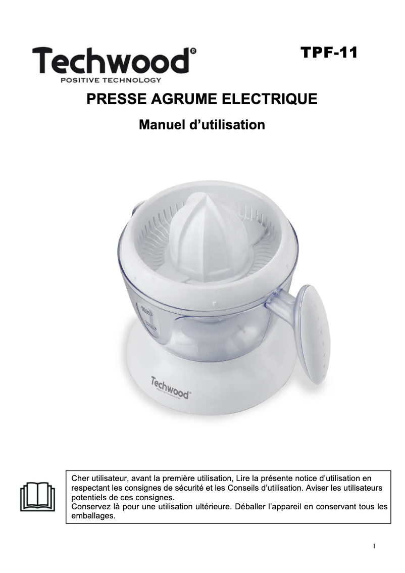 Imagen de la primera página del manual del dispositivo TPF-11