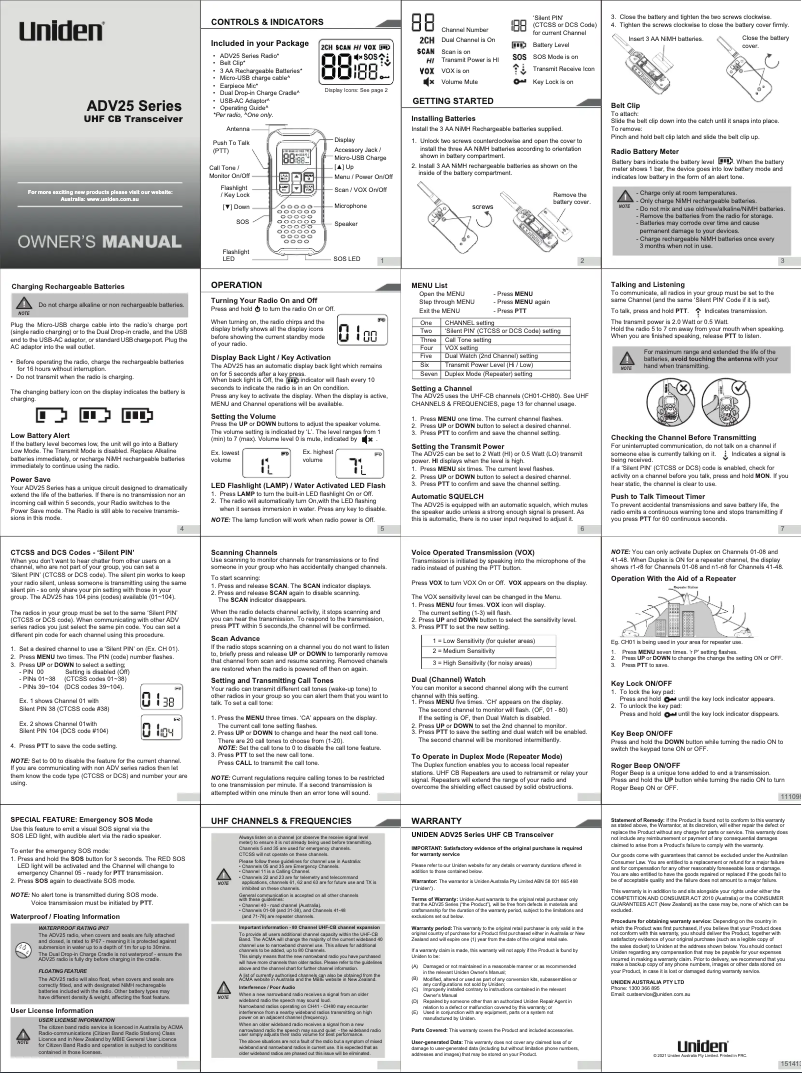 Imagen de la primera página del manual del dispositivo ADV25-2