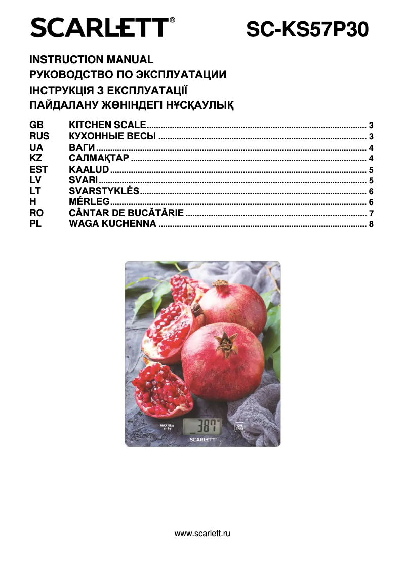 Página 1 del manual Manual de usuario Scarlett SC-KS57P30