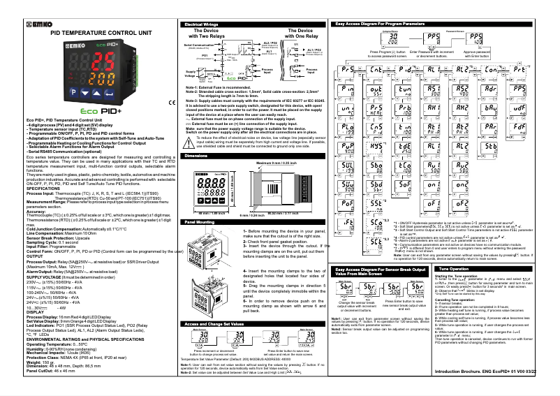 Imagen de la primera página del manual del dispositivo ECO PID+