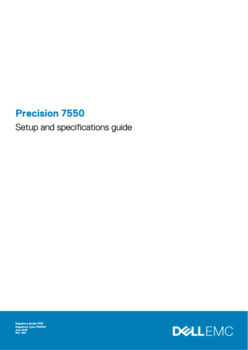 Imagen de la primera página del manual del dispositivo Precision 7550