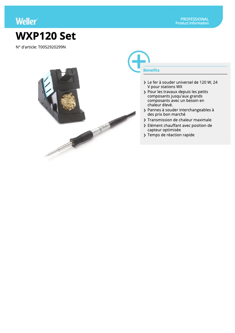 Página 1 del manual Ficha técnica Weller WXP 120