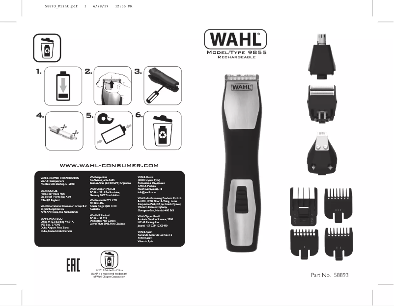Imagen de la primera página del manual del dispositivo Groomsman Pro 9855