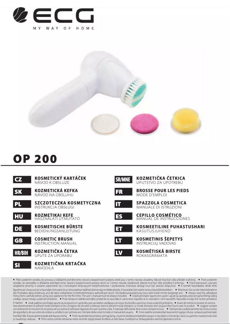 Imagen de la primera página del manual del dispositivo OP 200