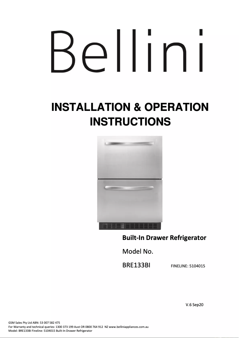 Página 1 del manual Manual de usuario Bellini BRE133BI