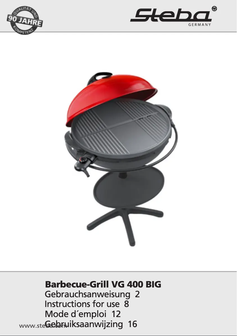 Imagen de la primera página del manual del dispositivo VG400 BBQ XXL