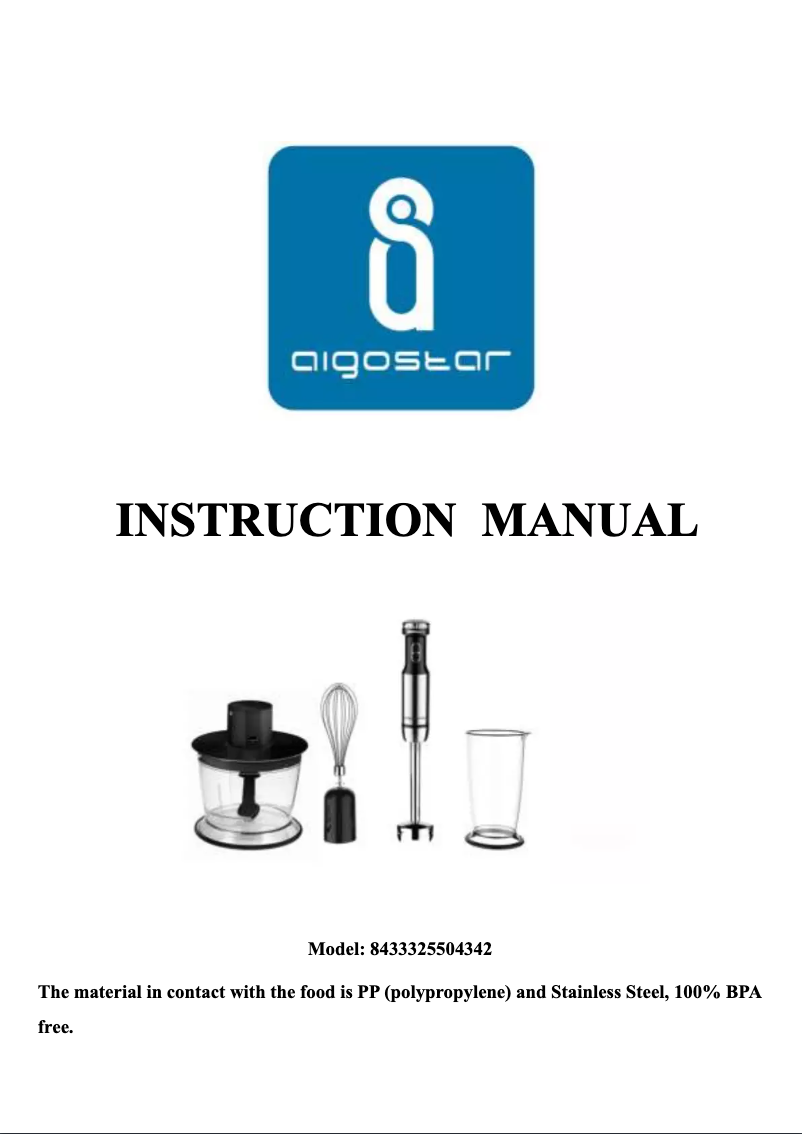 Imagen de la primera página del manual del dispositivo Mix Helper 30JIM