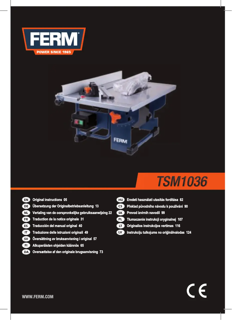 Imagen de la primera página del manual del dispositivo TSM1036