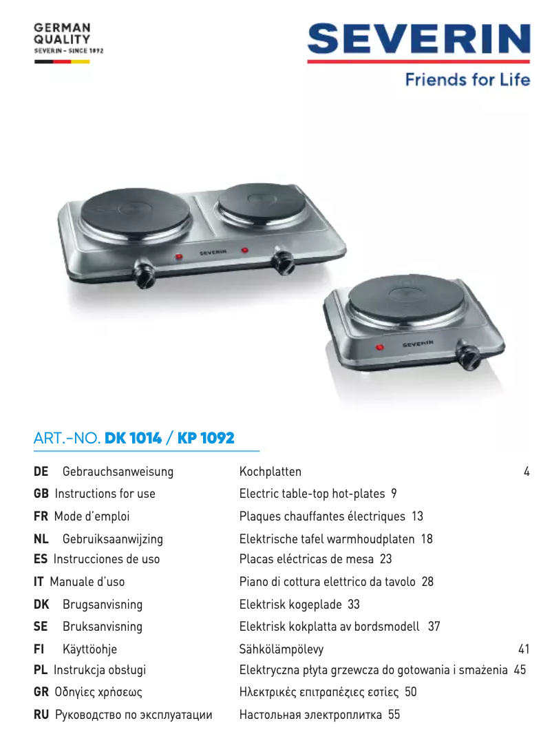 Página nº 1 - Manual de usuario Severin DK 1014