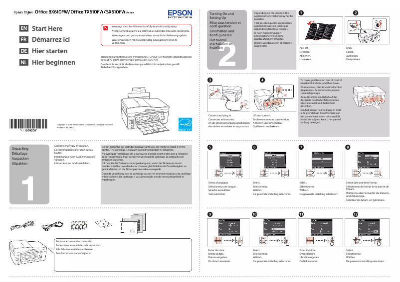 Imagen de la primera página del manual del dispositivo Stylus SX610FW
